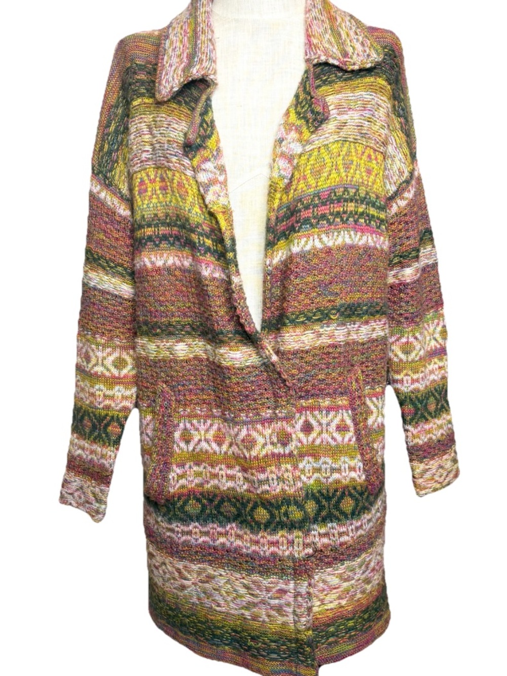 Free People Southwestern Print Snap Cardigan
